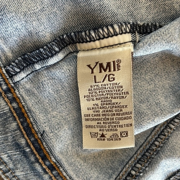YMI Jeans Collared Denim Vest Womens Jrs L Buttons Pockets Biker Trucker Western - Picture 7 of 8